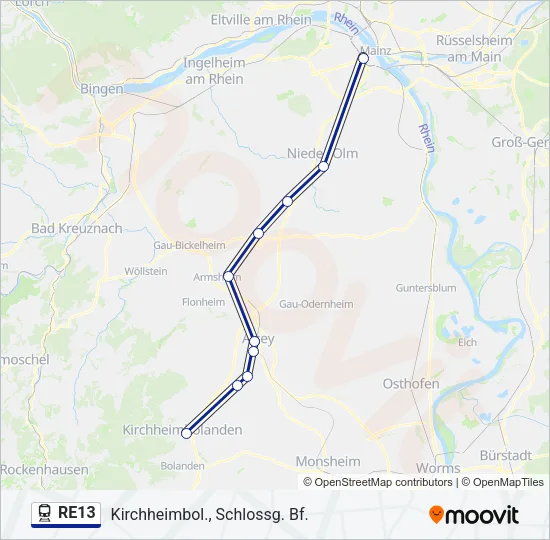 RE13 Train Line Map