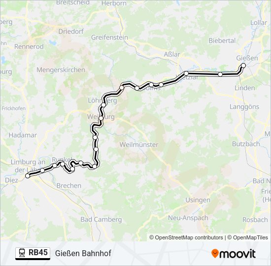 RB45 Train Line Map