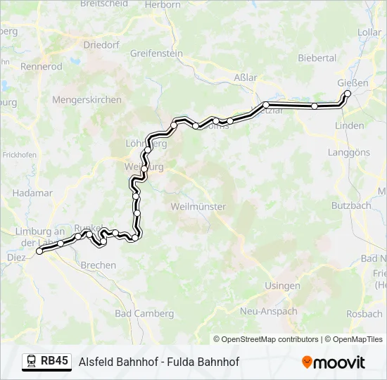 RB45 Train Line Map