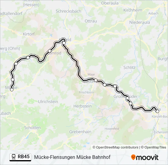Bahnlinie RB45 Karte