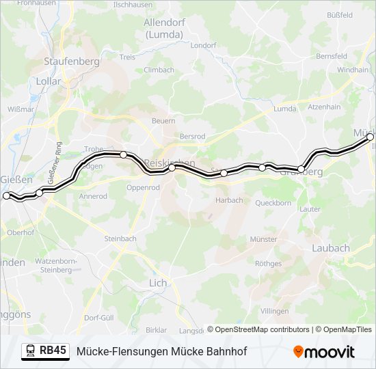 RB45 Train Line Map