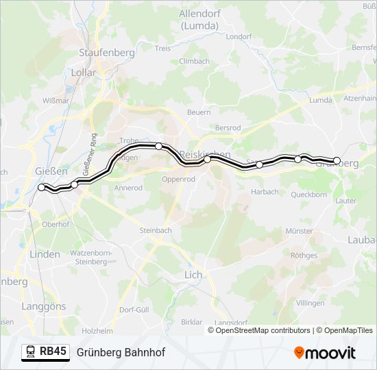 RB45 Train Line Map