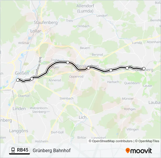 Bahnlinie RB45 Karte