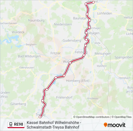 RE98 Train Line Map