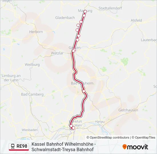 RE98 Train Line Map