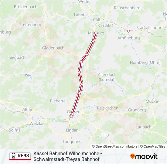RE98 Train Line Map