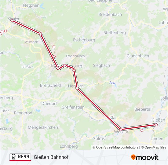 RE99 Train Line Map