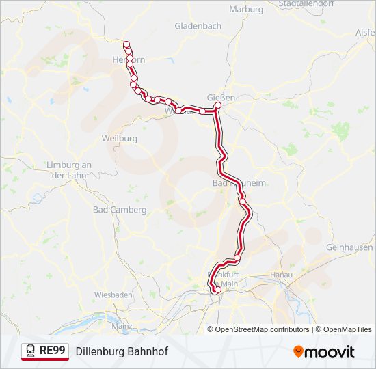 RE99 Train Line Map