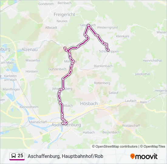 25 Bus Line Map