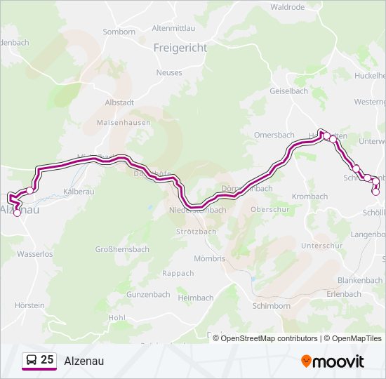 Автобус 25: карта маршрута