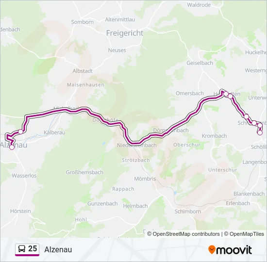 25 Bus Line Map