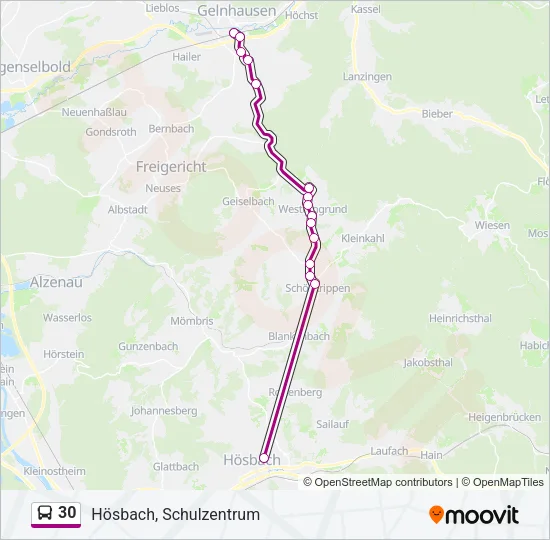 30 Bus Line Map