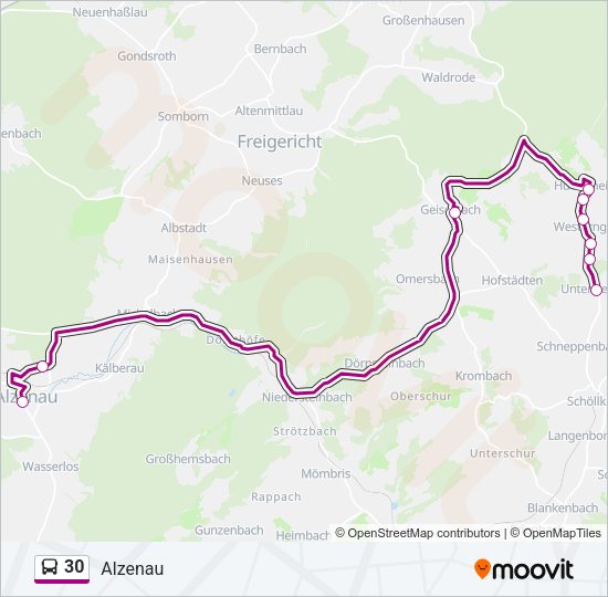 Автобус 30: карта маршрута