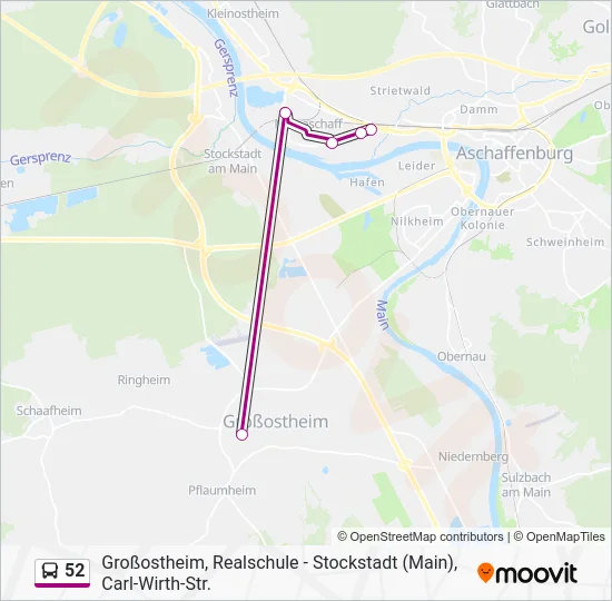 Автобус 52: карта маршрута