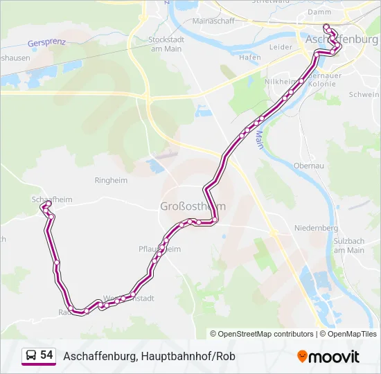 54 Bus Line Map