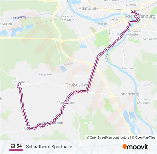 54 Bus Line Map