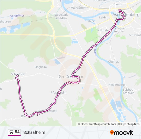 Buslinie 54 Karte