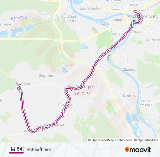 54 Bus Line Map