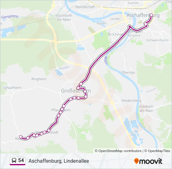 54 Bus Line Map