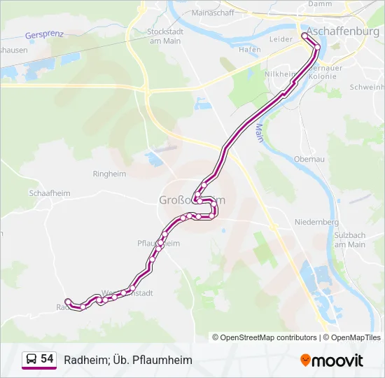 54 Bus Line Map