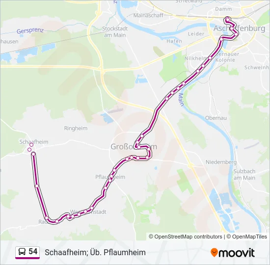54 Bus Line Map