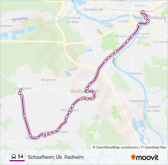 54 Bus Line Map