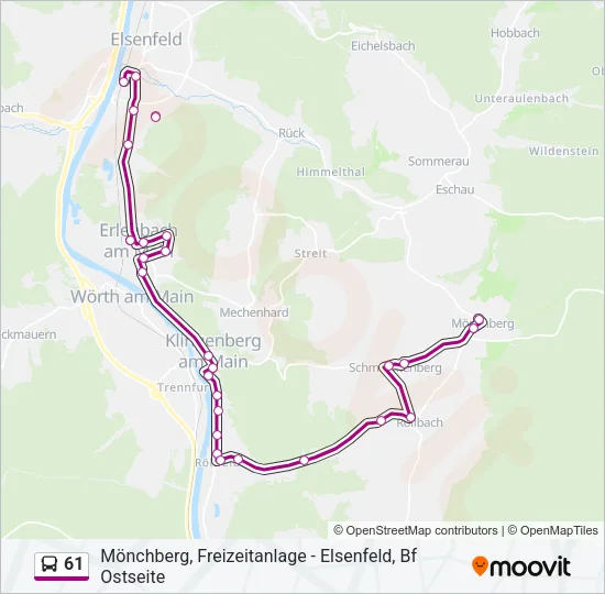 61 Bus Line Map