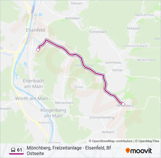 61 Bus Line Map
