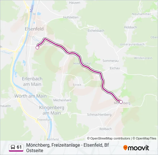 61 Bus Line Map