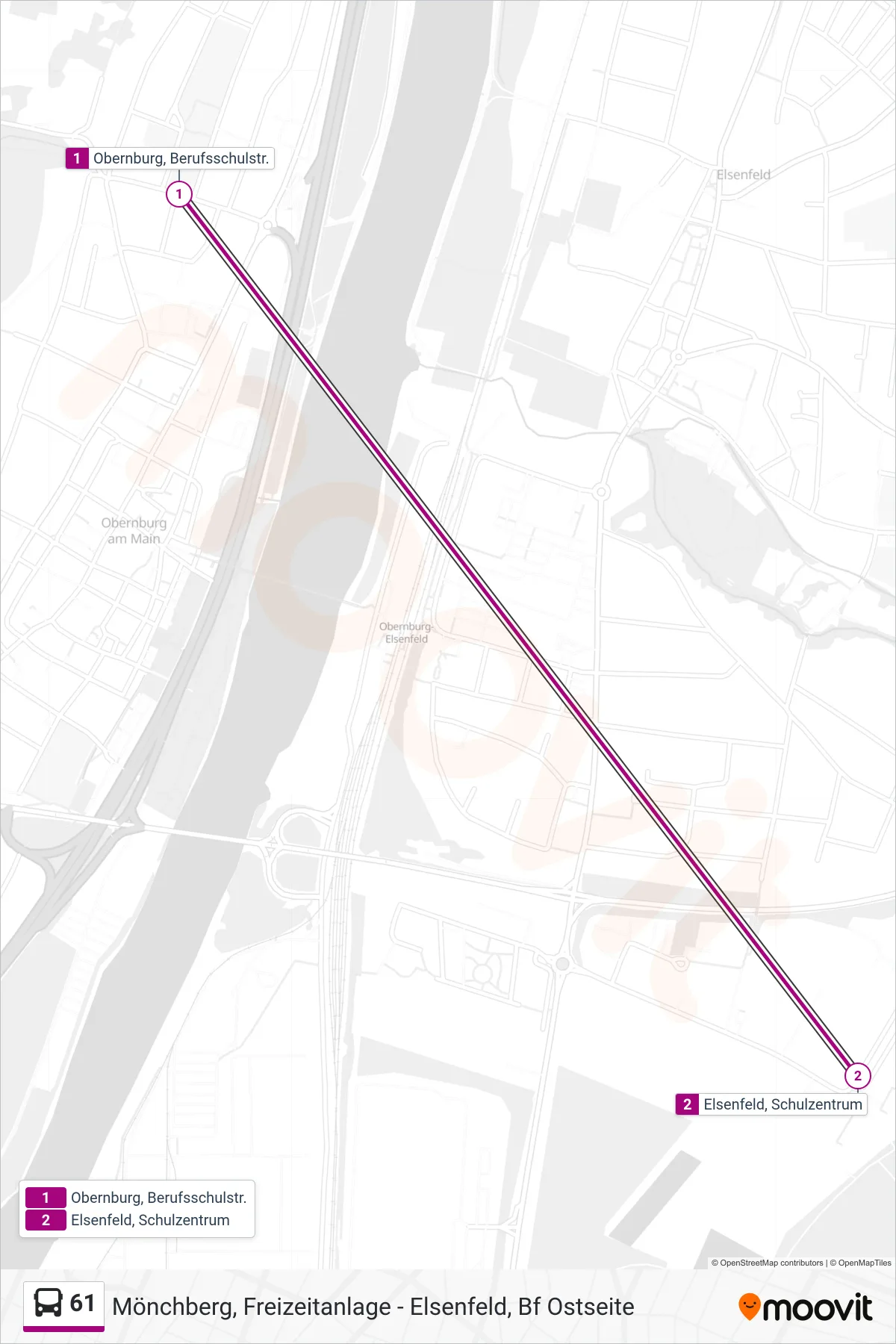 61 bus Line (Elsenfeld ; Schulzentrum) route and stops on a map