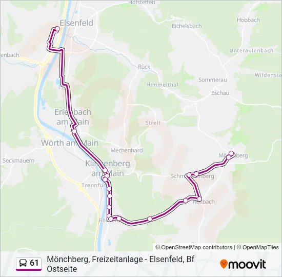 61 Bus Line Map