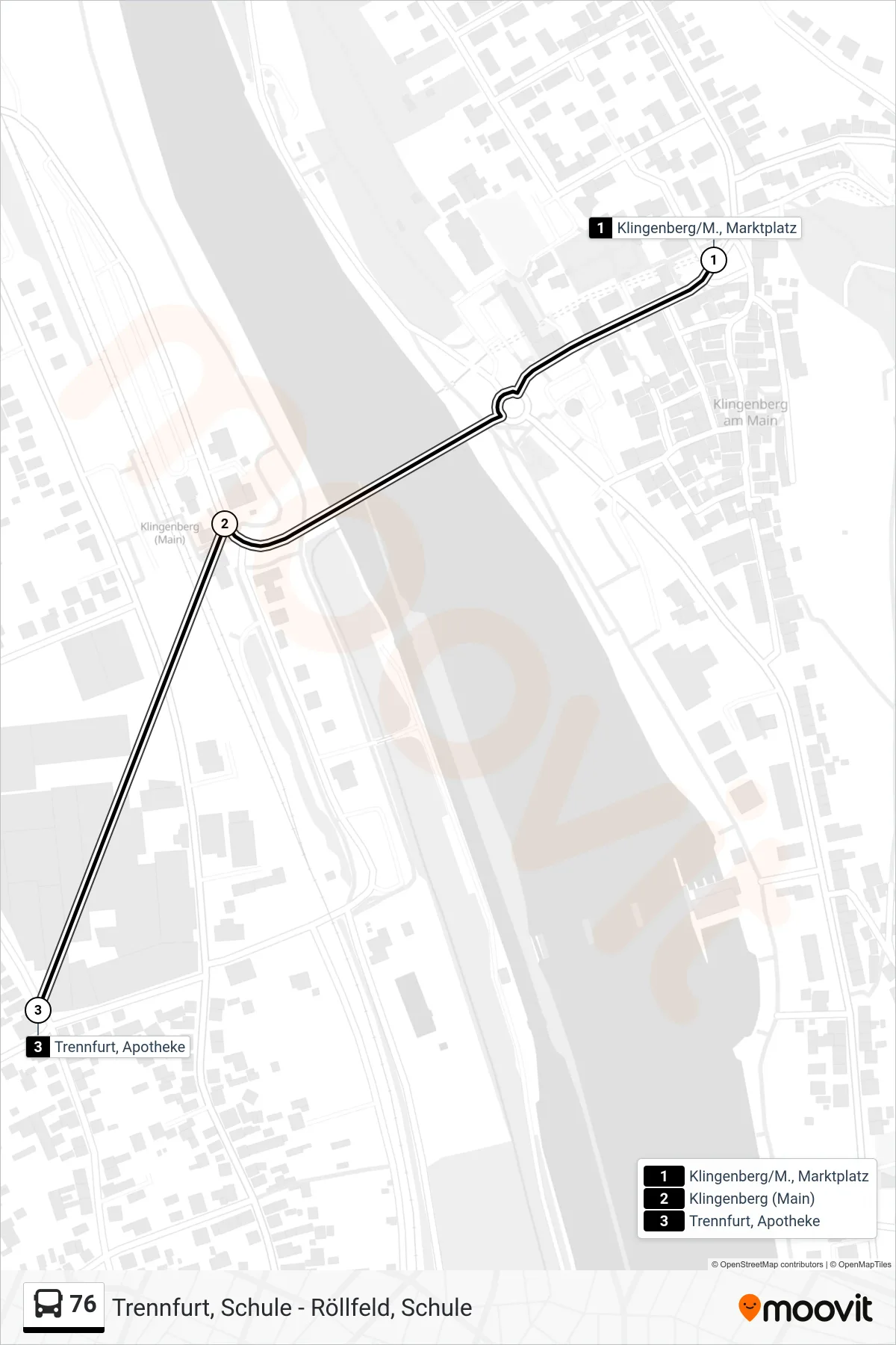 Linie 76 (Bus) Richtung Trennfurt ; Apotheke: Route und Haltestellen auf der Karte
