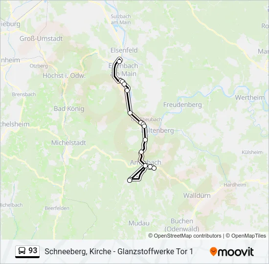93 Bus Line Map