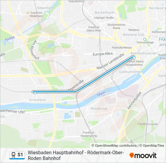 Поезд S1: карта маршрута