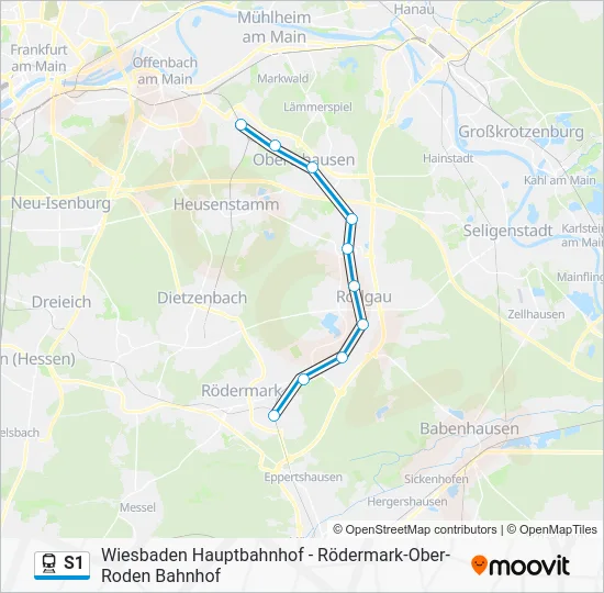 Поезд S1: карта маршрута
