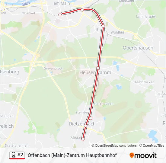 Поезд S2: карта маршрута