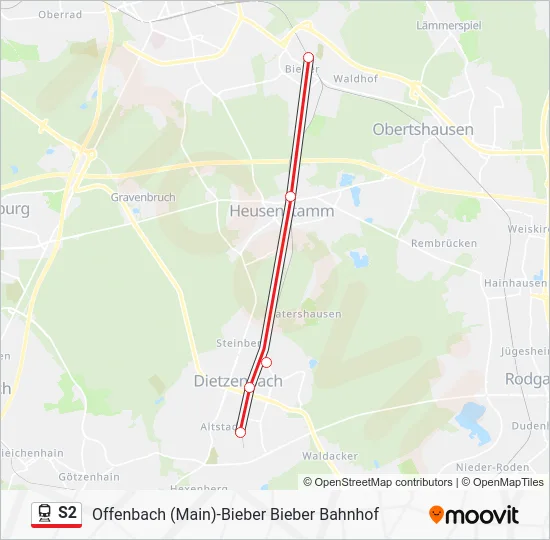 Поезд S2: карта маршрута