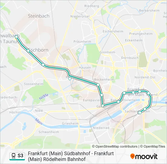 Поезд S3: карта маршрута