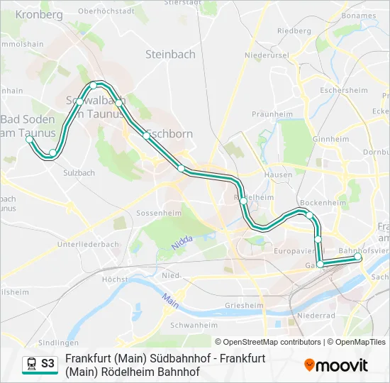 Поезд S3: карта маршрута