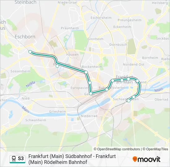 Поезд S3: карта маршрута