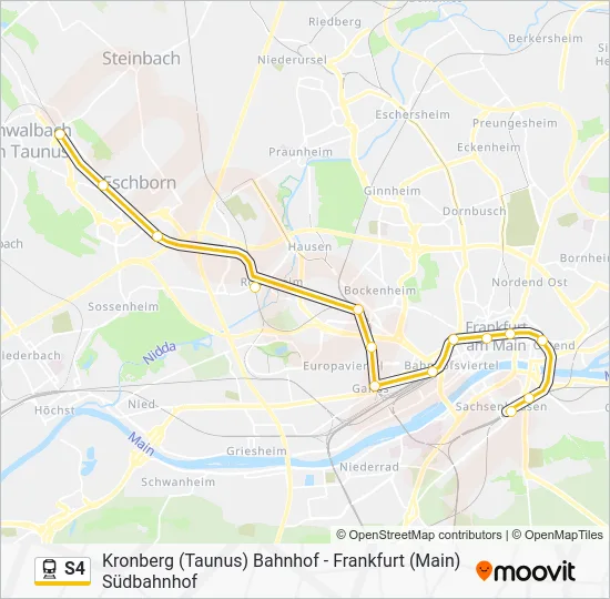 Поезд S4: карта маршрута
