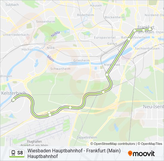 Поезд S8: карта маршрута