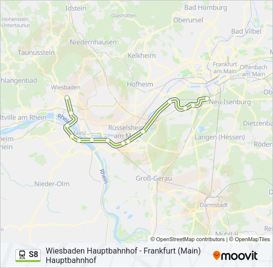 Поезд S8: карта маршрута