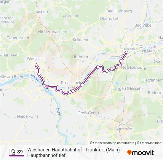 Поезд S9: карта маршрута