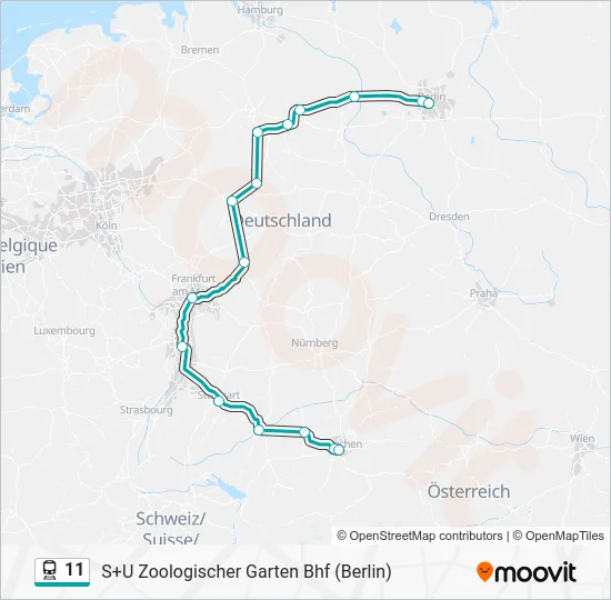 Поезд 11: карта маршрута