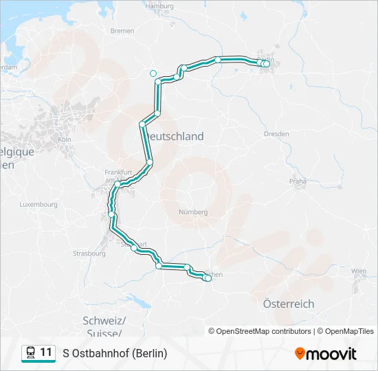Поезд 11: карта маршрута