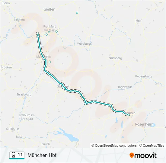 Поезд 11: карта маршрута