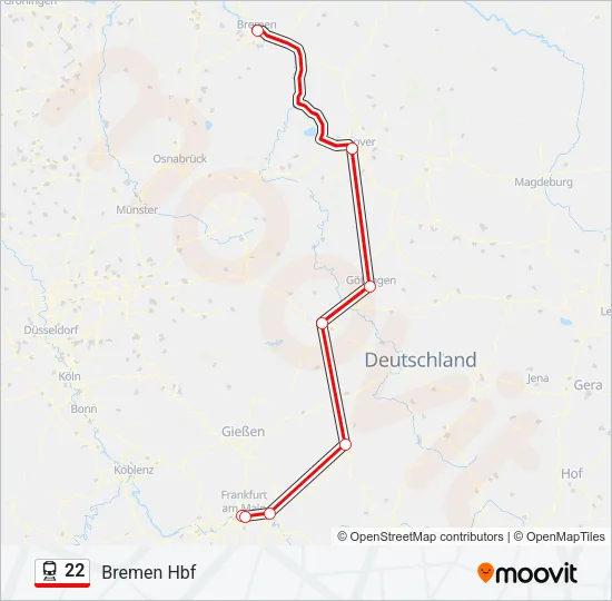 Поезд 22: карта маршрута