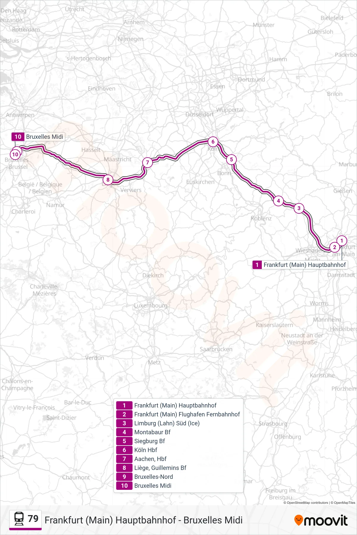 Linie 79 (Bahn) Richtung Bruxelles Midi: Route und Haltestellen auf der Karte