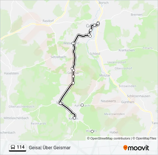 114 Bus Line Map